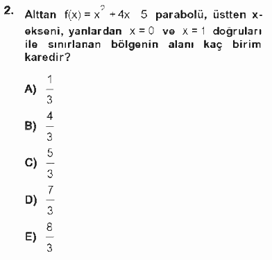 Matematik 2 2012 - 2013 Tek Ders Sınavı 2.Soru