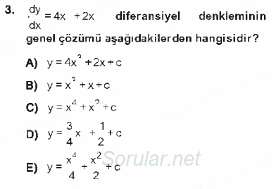 Matematik 2 2012 - 2013 Tek Ders Sınavı 3.Soru