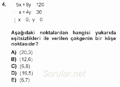 Matematik 2 2012 - 2013 Tek Ders Sınavı 4.Soru