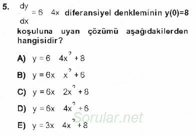 Matematik 2 2012 - 2013 Tek Ders Sınavı 5.Soru