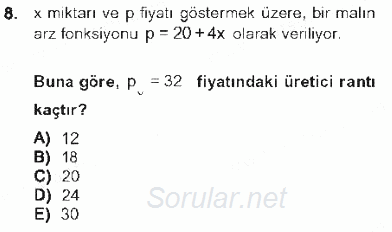 Matematik 2 2012 - 2013 Tek Ders Sınavı 8.Soru