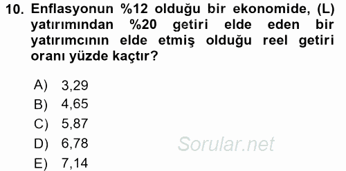 Portföy Yönetimi 2015 - 2016 Ara Sınavı 10.Soru