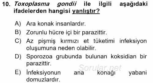 Gıda Güvenliğinin Temel Prensipleri 2015 - 2016 Tek Ders Sınavı 10.Soru