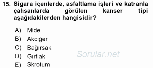 Gıda Güvenliğinin Temel Prensipleri 2015 - 2016 Tek Ders Sınavı 15.Soru