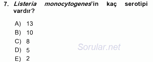Gıda Güvenliğinin Temel Prensipleri 2015 - 2016 Tek Ders Sınavı 7.Soru