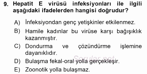 Gıda Güvenliğinin Temel Prensipleri 2015 - 2016 Tek Ders Sınavı 9.Soru