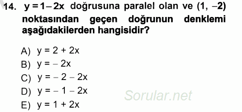 Matematik 1 2012 - 2013 Ara Sınavı 14.Soru