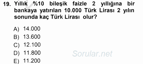 Matematik 1 2012 - 2013 Ara Sınavı 19.Soru