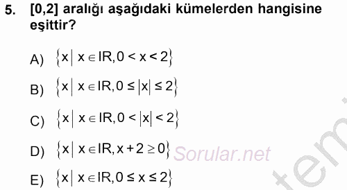 Matematik 1 2012 - 2013 Ara Sınavı 5.Soru