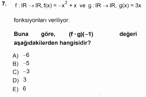 Matematik 1 2012 - 2013 Ara Sınavı 7.Soru