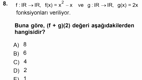 Matematik 1 2012 - 2013 Ara Sınavı 8.Soru