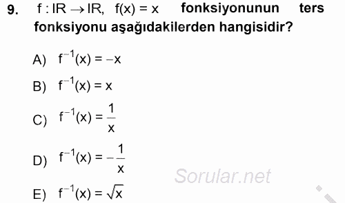 Matematik 1 2012 - 2013 Ara Sınavı 9.Soru