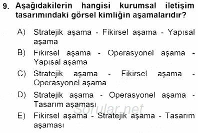 Kurumsal İletişim 2015 - 2016 Dönem Sonu Sınavı 9.Soru