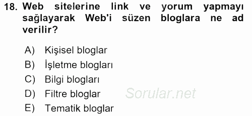 Sosyal Medya 2016 - 2017 Ara Sınavı 18.Soru