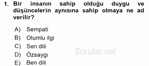Etkili İletişim Teknikleri 2016 - 2017 Dönem Sonu Sınavı 1.Soru