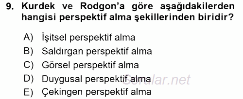 Etkili İletişim Teknikleri 2016 - 2017 Dönem Sonu Sınavı 9.Soru