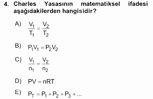 Genel Kimya 2 2017 - 2018 Ara Sınavı 4.Soru