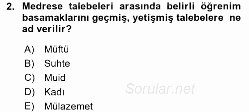 Din Eğitimi Ve Din Hizmetlerinde Rehberlik 2017 - 2018 3 Ders Sınavı 2.Soru