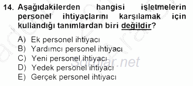 Örgütlerde İnsan Kaynakları Yönetimi 2014 - 2015 Ara Sınavı 14.Soru