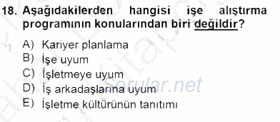 Örgütlerde İnsan Kaynakları Yönetimi 2014 - 2015 Ara Sınavı 18.Soru