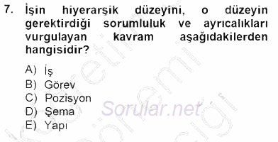 Örgütlerde İnsan Kaynakları Yönetimi 2014 - 2015 Ara Sınavı 7.Soru