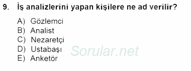 Örgütlerde İnsan Kaynakları Yönetimi 2014 - 2015 Ara Sınavı 9.Soru