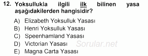 Çevre Sosyolojisi 2012 - 2013 Dönem Sonu Sınavı 12.Soru