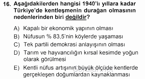 Çevre Sosyolojisi 2012 - 2013 Dönem Sonu Sınavı 16.Soru