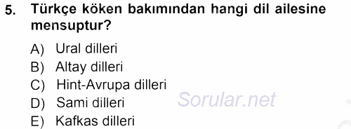 Çağdaş Türk Yazı Dilleri 1 2012 - 2013 Ara Sınavı 5.Soru