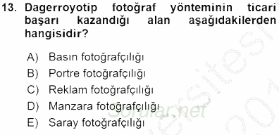 Fotoğraf Tarihi 2015 - 2016 Ara Sınavı 13.Soru