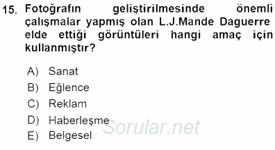 Fotoğraf Tarihi 2015 - 2016 Ara Sınavı 15.Soru