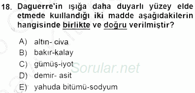 Fotoğraf Tarihi 2015 - 2016 Ara Sınavı 18.Soru