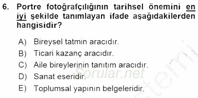 Fotoğraf Tarihi 2015 - 2016 Ara Sınavı 6.Soru