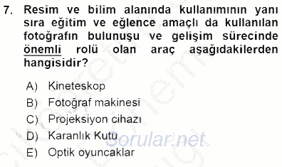 Fotoğraf Tarihi 2015 - 2016 Ara Sınavı 7.Soru