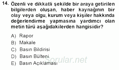 Haber Toplama Teknikleri 2014 - 2015 Dönem Sonu Sınavı 14.Soru
