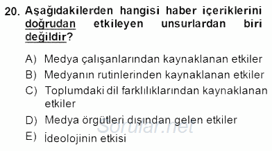 Haber Toplama Teknikleri 2014 - 2015 Dönem Sonu Sınavı 20.Soru