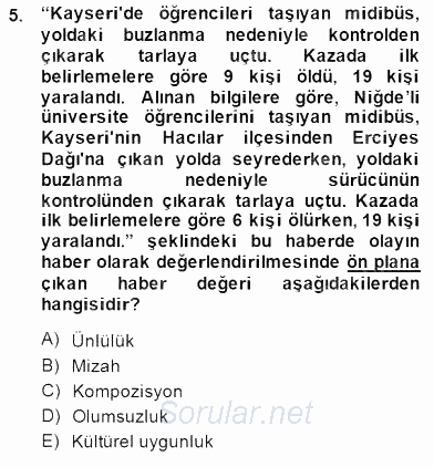 Haber Toplama Teknikleri 2014 - 2015 Dönem Sonu Sınavı 5.Soru