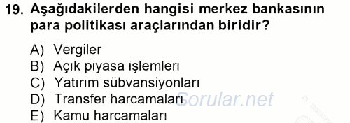 İktisada Giriş 2012 - 2013 Dönem Sonu Sınavı 19.Soru