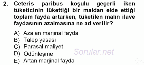 İktisada Giriş 2012 - 2013 Dönem Sonu Sınavı 2.Soru
