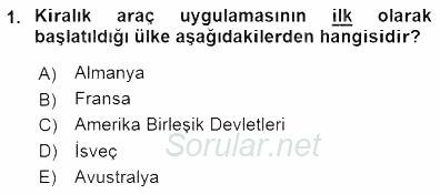 Turizm Ulaştırması 2015 - 2016 Dönem Sonu Sınavı 1.Soru