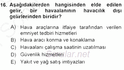 Turizm Ulaştırması 2015 - 2016 Dönem Sonu Sınavı 16.Soru