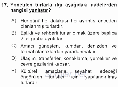 Turizm Ulaştırması 2015 - 2016 Dönem Sonu Sınavı 17.Soru