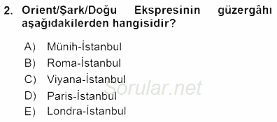 Turizm Ulaştırması 2015 - 2016 Dönem Sonu Sınavı 2.Soru
