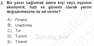 Turizm Ulaştırması 2015 - 2016 Dönem Sonu Sınavı 3.Soru