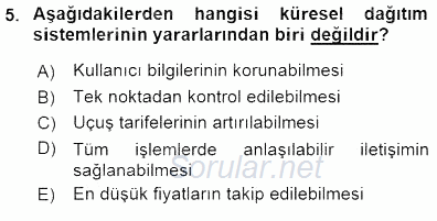 Turizm Ulaştırması 2015 - 2016 Dönem Sonu Sınavı 5.Soru