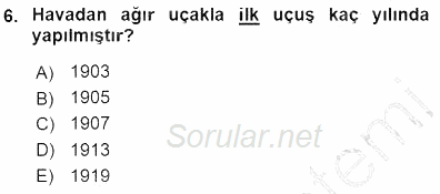 Turizm Ulaştırması 2015 - 2016 Dönem Sonu Sınavı 6.Soru