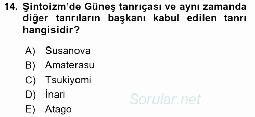 Yaşayan Dünya Dinleri 2017 - 2018 Ara Sınavı 14.Soru