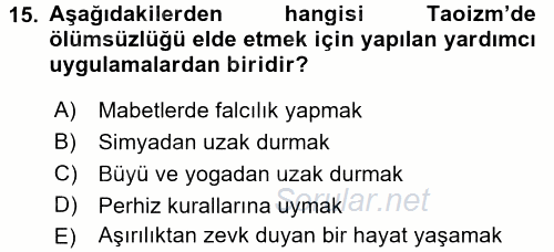 Yaşayan Dünya Dinleri 2017 - 2018 Ara Sınavı 15.Soru