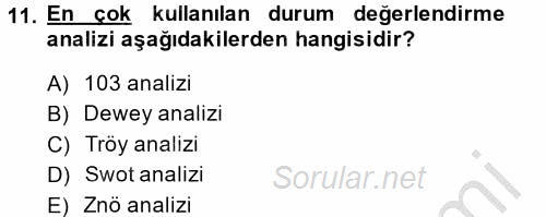 Pazarlama İletişimi 2013 - 2014 Ara Sınavı 11.Soru