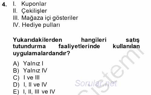 Pazarlama İletişimi 2013 - 2014 Ara Sınavı 4.Soru